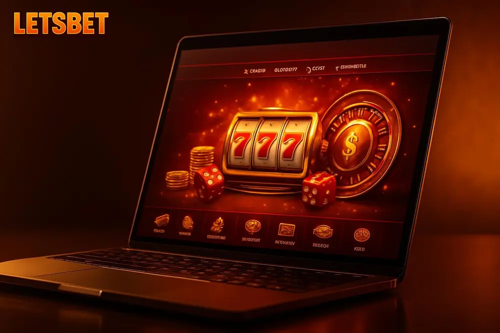 LETSBET Bangladesh โ a vibrant online casino homepage displayed on a laptop screen LETSBET Bangladesh โ a vibrant online casino homepage displayed on a laptop screen