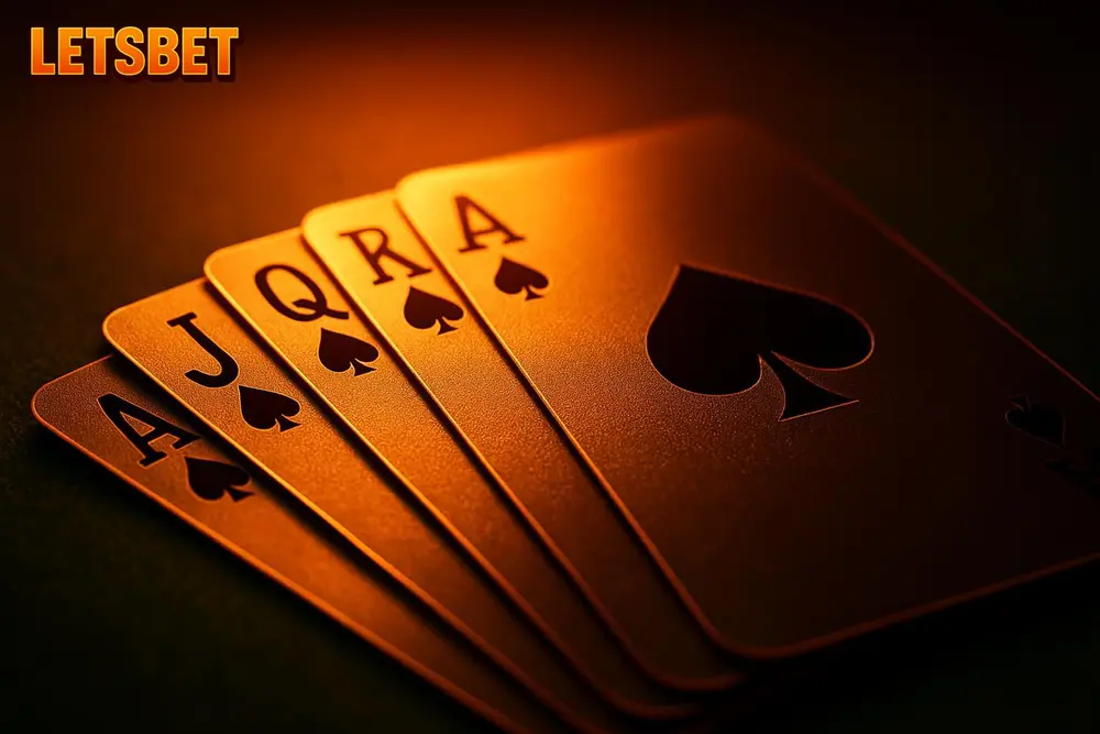 LETSBET Teen Patti โ a set of playing cards fanned out on a green felt table LETSBET Teen Patti โ a set of playing cards fanned out on a green felt table